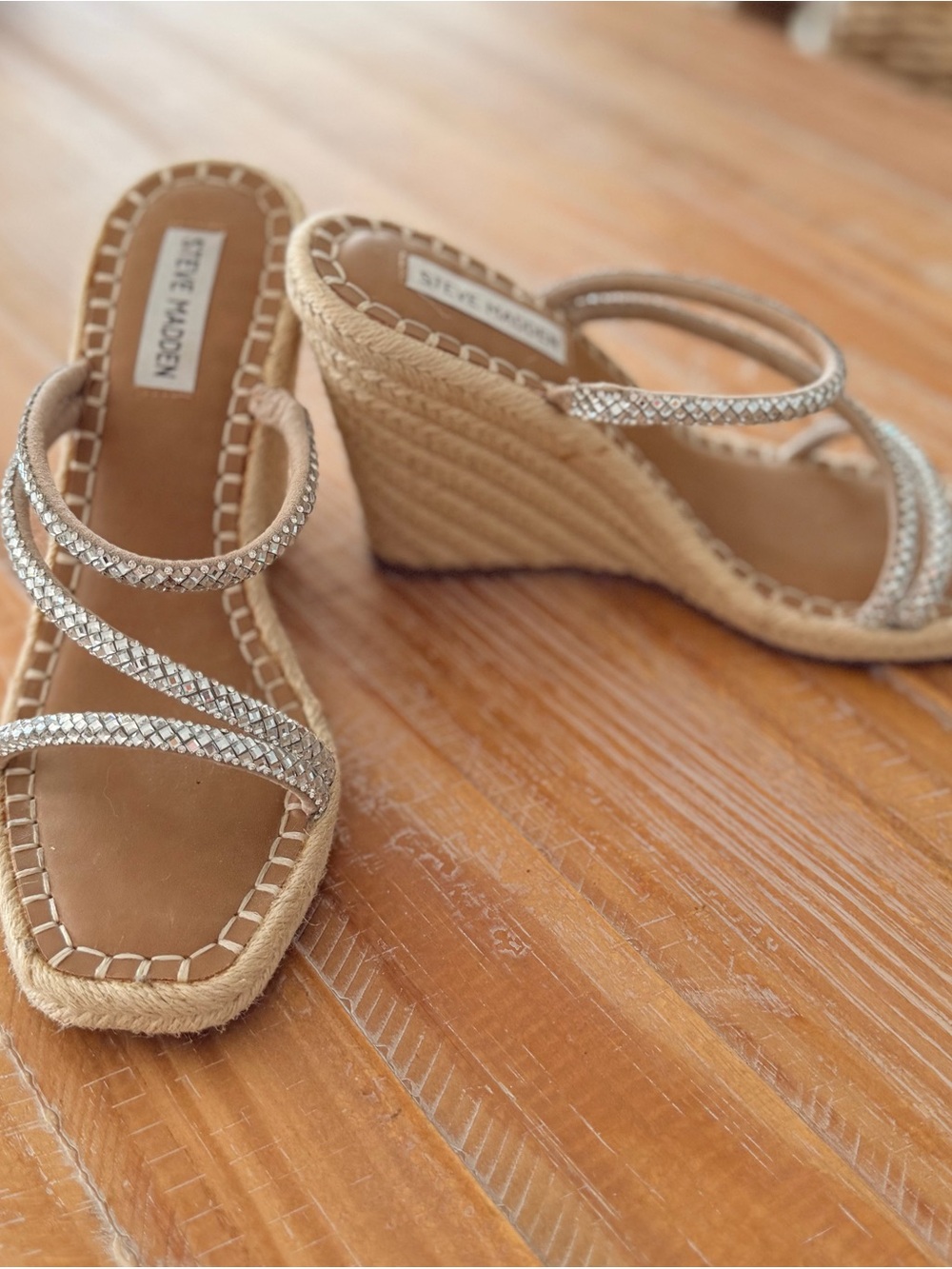 Wedge Rhinestone Espadrille Sandals in Beige - Steve Madden - 8